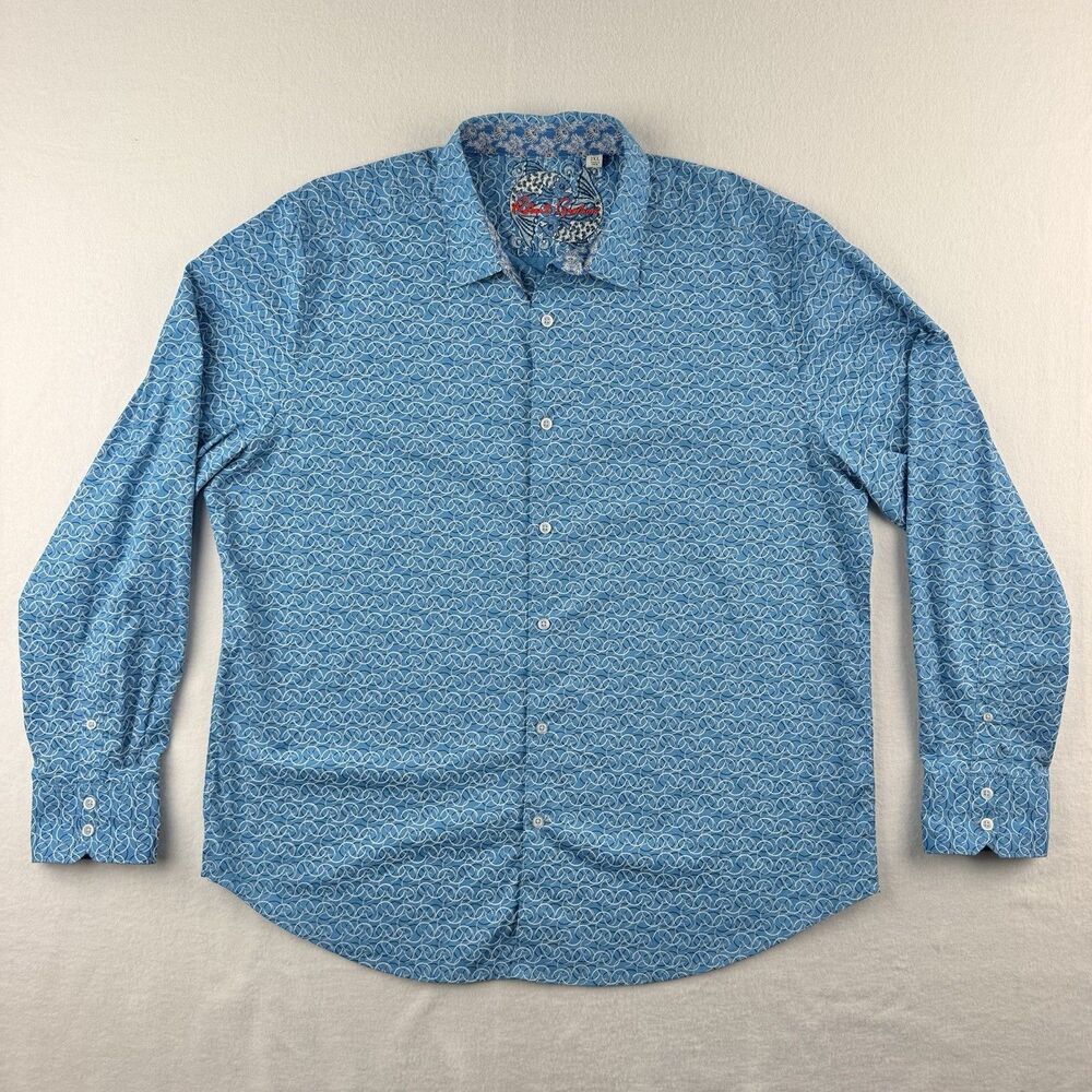 Robert Graham Shirt Mens 2XL Blue Canterbury Flip Cuff Slim Fit Button Up
